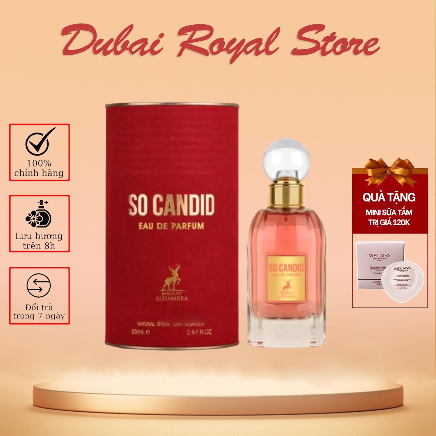 Nước hoa Dubai So Candid nước hoa nữ 85ml hương thơm nữ tính ngọt ngào thu hút, nước hoa Dubai siêu thơm lưu hương lâu mẫu thử 10ml nước hoa chiết 10ml nước hoa nữ thơm lâu
