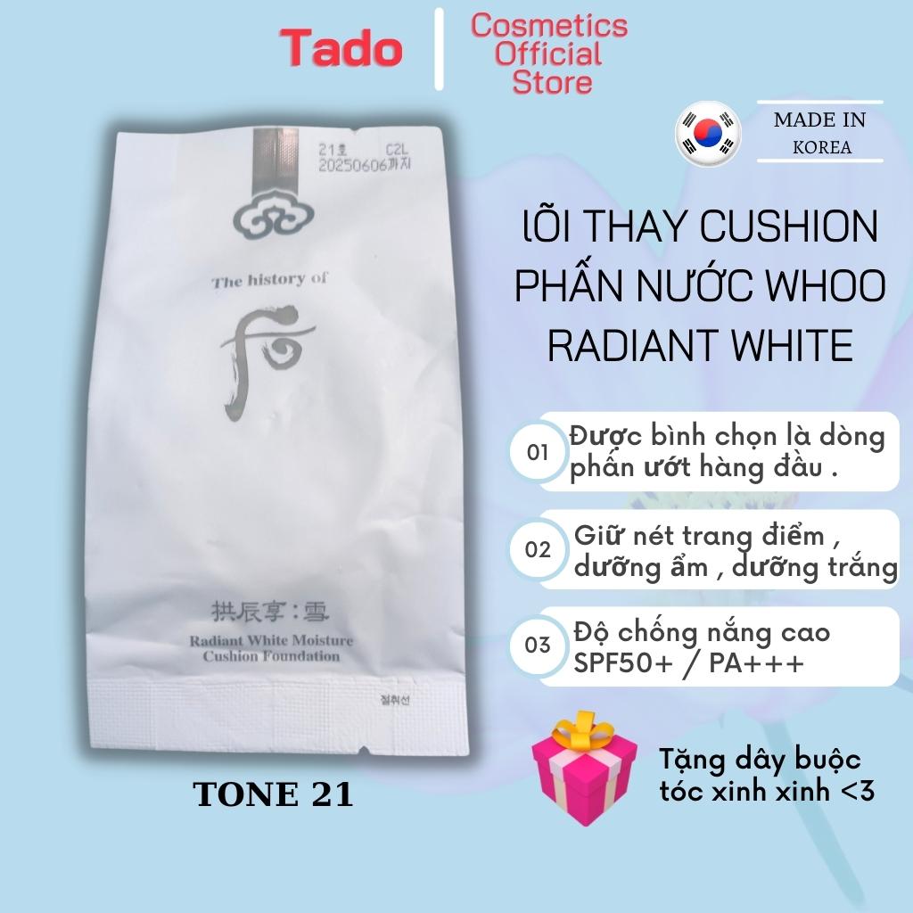 Lõi thay phấn nước trang điểm Cushion Whoo Radiant White 15gram ,dưỡng trắng ,chống nắng ,che phủ tốt ,mỏng mịn tự nhiên