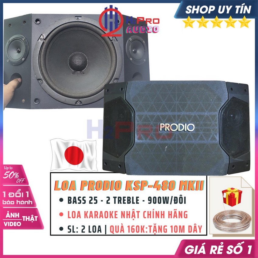 Đôi Loa Karaoke Gia Đình Prodio Ksp-480 Mkii Bass 25-900W-8 Ôm (Nhật Bãi), Loa Karaoke Hàng Hãng Prodio Nhật Xịn-Quà 160K 10M Dây, Bảo Hành 12 Tháng-H2Pro Tech