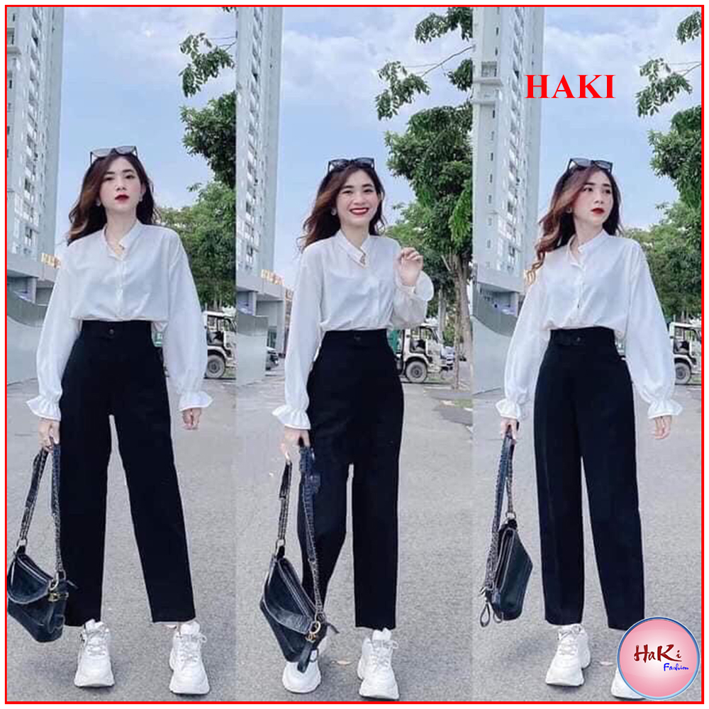 Quần nữ quần tây baggy lưng cạp cao có khóa kéo siêu hot phong cách thời trang Mùa Hè HAKI MSP046