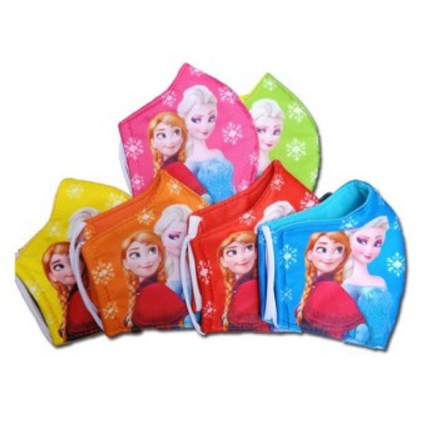 Khẩu trang vải trẻ em nam & nữ 3 lớp cao cấp, Khẩu trang cho bé hình Elsa/Siêu nhân,