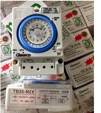 Công tắc hẹn giờ cơ CAMSCO TB 35-N mở - tắt tự động thiết bị (có kèm pin lưu)