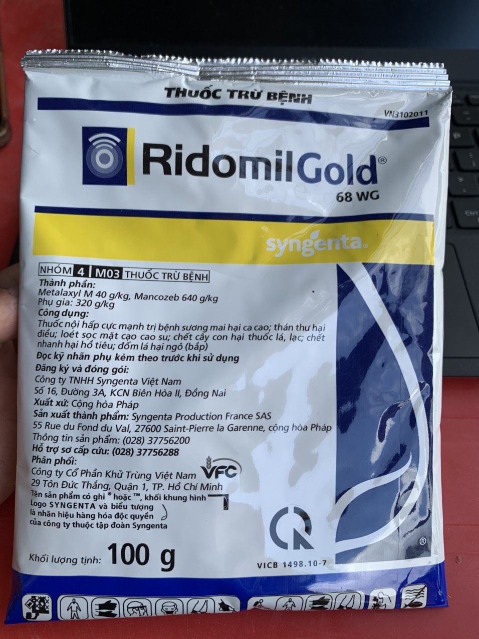 Ridomin Gold 68WG Trừ bệnh vàng lá mai vàng, đốm lá hoa hồng, đốm lá hoa lan, chết nhanh hồ tiêu Ridomin Gold 68WG