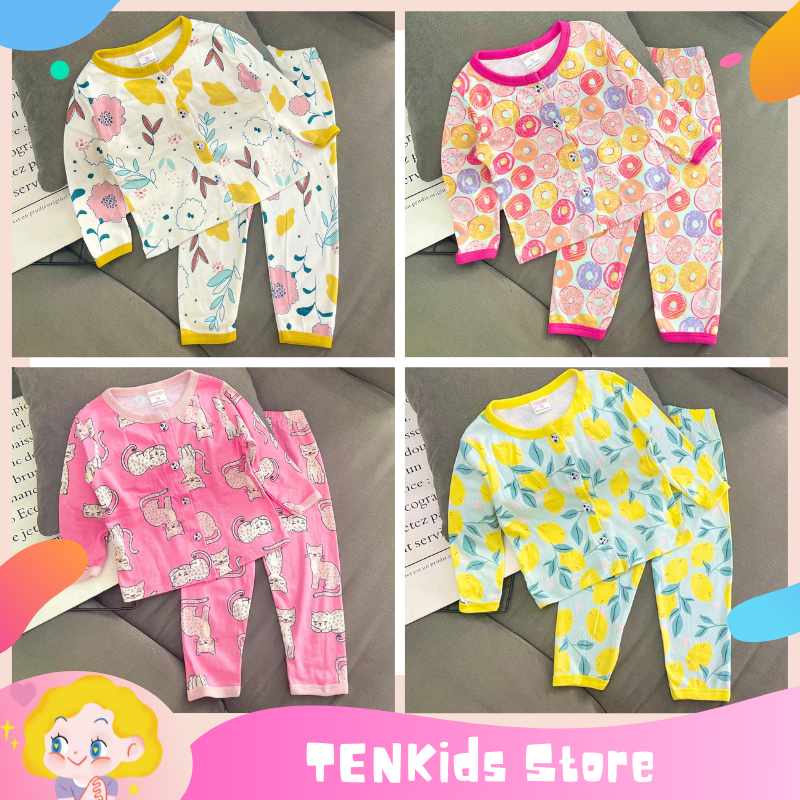 [8-26KG] Bộ Pizama Dài Tay Gài Nút Cho Bé Gái, Chất Liệu Cotton Cao Cấp Mềm Mịn Phong Cách Hàn Quốc Cực Dễ Thương - Đồ Ngủ Bé Gái
