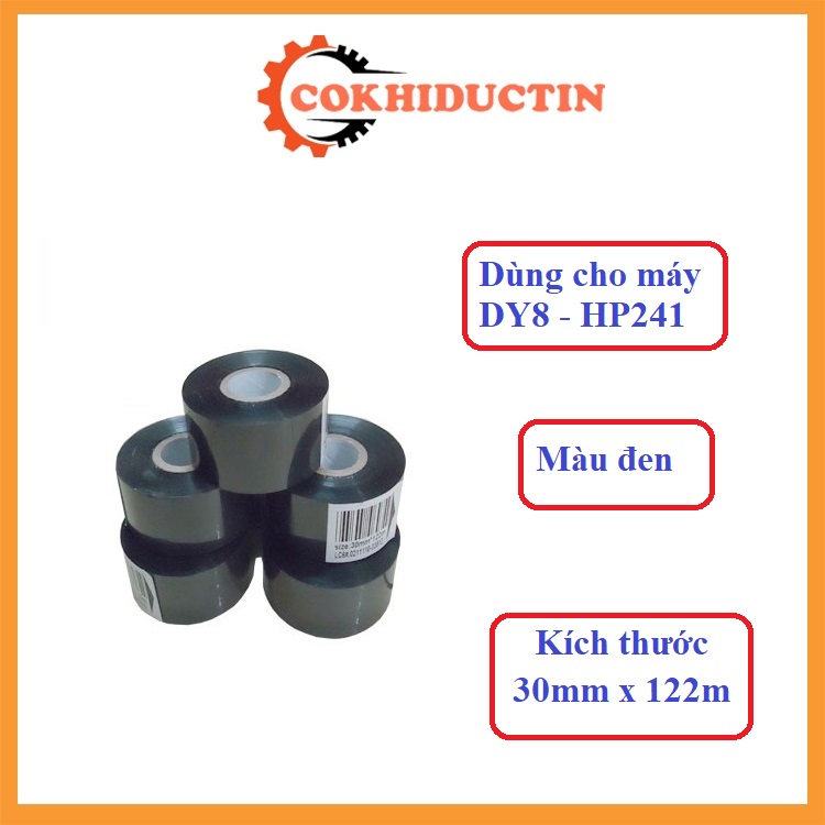 Combo 10 cuộn mực ruy băng dùng cho máy in date dy8, hp241 màu đen, in đậm, không phai mờ