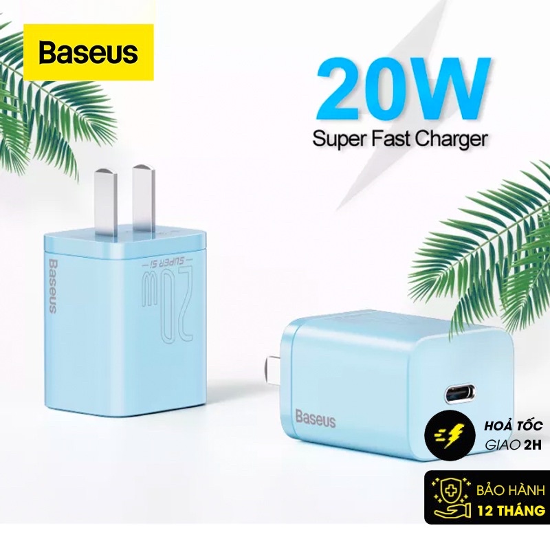 Bộ sạc nhanh, nhỏ gọn Baseus Super Si Quick Charger 20W dùng cho iPhone 12/iP11/XS Max (Type C, 20W/18W, PD/ QC3.0 Quick charger)