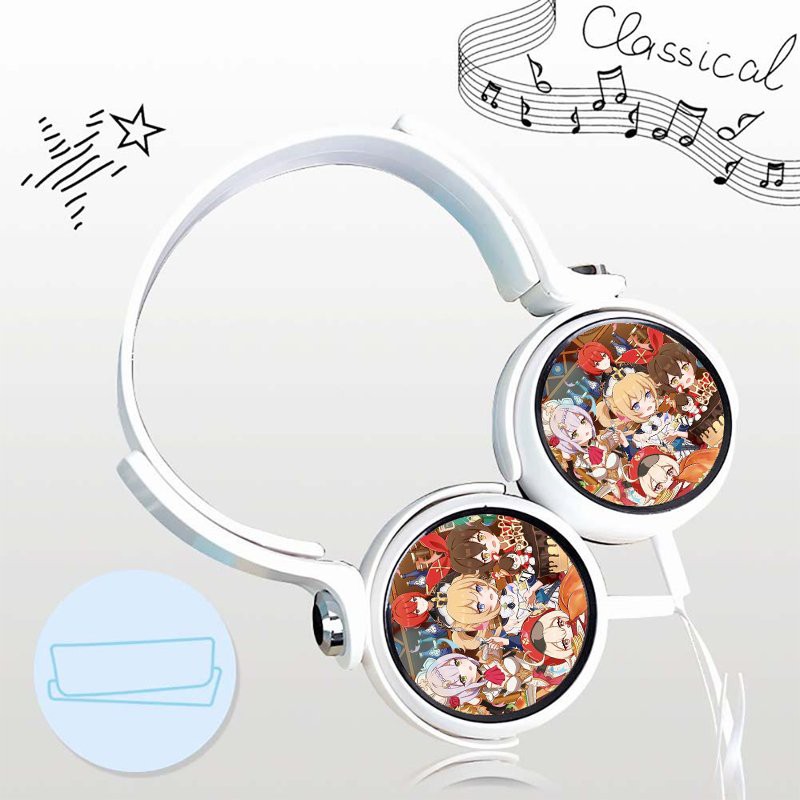 Tai nghe in hình GENSHIN IMPACT chibi anime game dạng chụp cắm dây có mic tặng ảnh nhỏ gọn tiện lợi thời trang