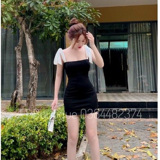 Đầm body cột dây ruy băng Trắng TOP 🎀
