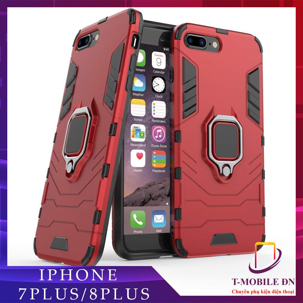 Ốp lưng dành cho iPhone 7 Plus 8 Plus chống sốc iron man kèm nhẫn ring chống xem video tiện lợi