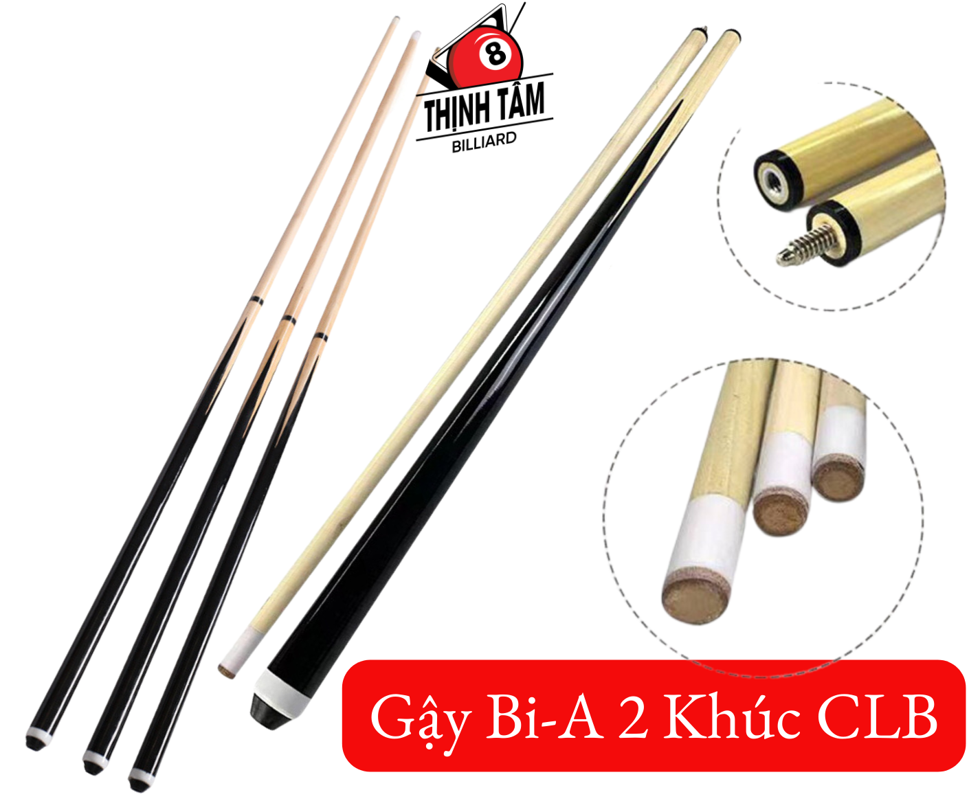 Cơ bida 2 khúc đài loan 145cm, cơ bi-a nhẹ 350gram dành cho clb