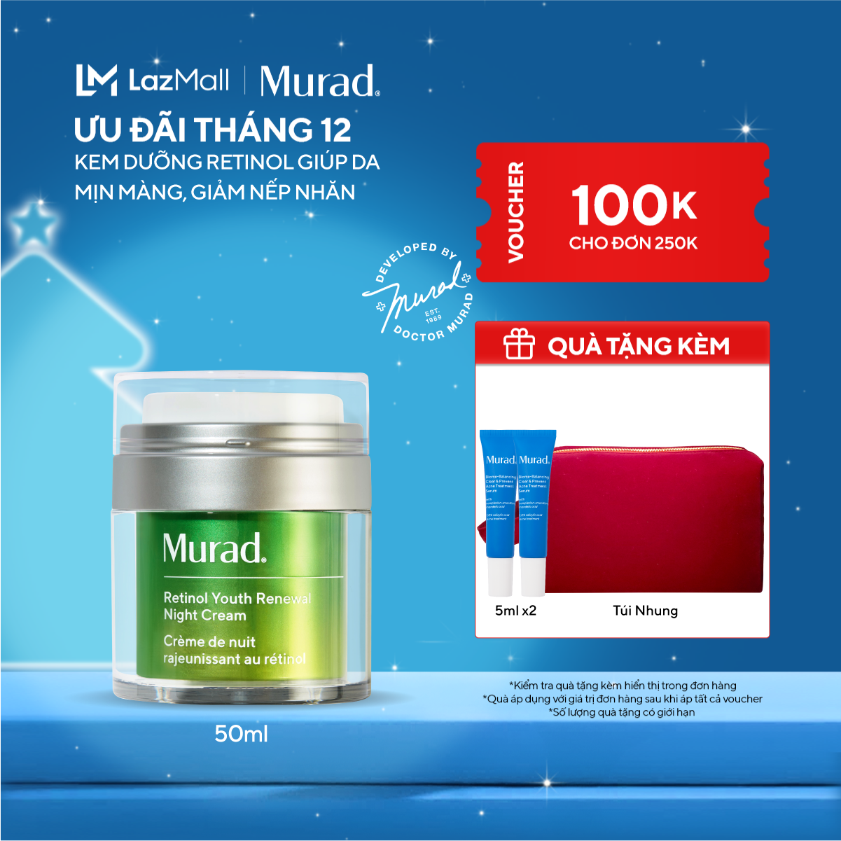  Kem dưỡng ẩm Retinol giúp da mịn màng và làm mờ nếp nhăn Murad Retinol Youth Renewal Cream 50ml 