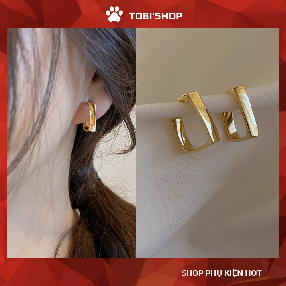 Khuyên tai nữ vuông bông tai nữ mạ màu vàng cỡ nhỏ TB226 - TOBI'SHOP