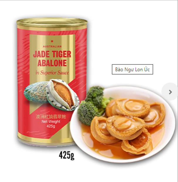 [Date 2027] Bào Ngư Úc tách vỏ ăn liền đóng lon 425g ( Australia Jade Tiger Abalone)