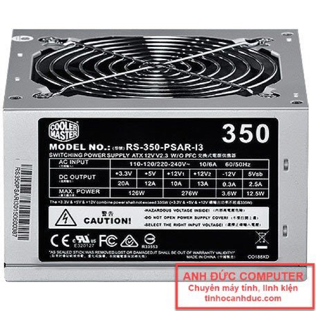 Nguồn cooler master 350w cũ nguyên tem còn chạy rất tốt - 350w