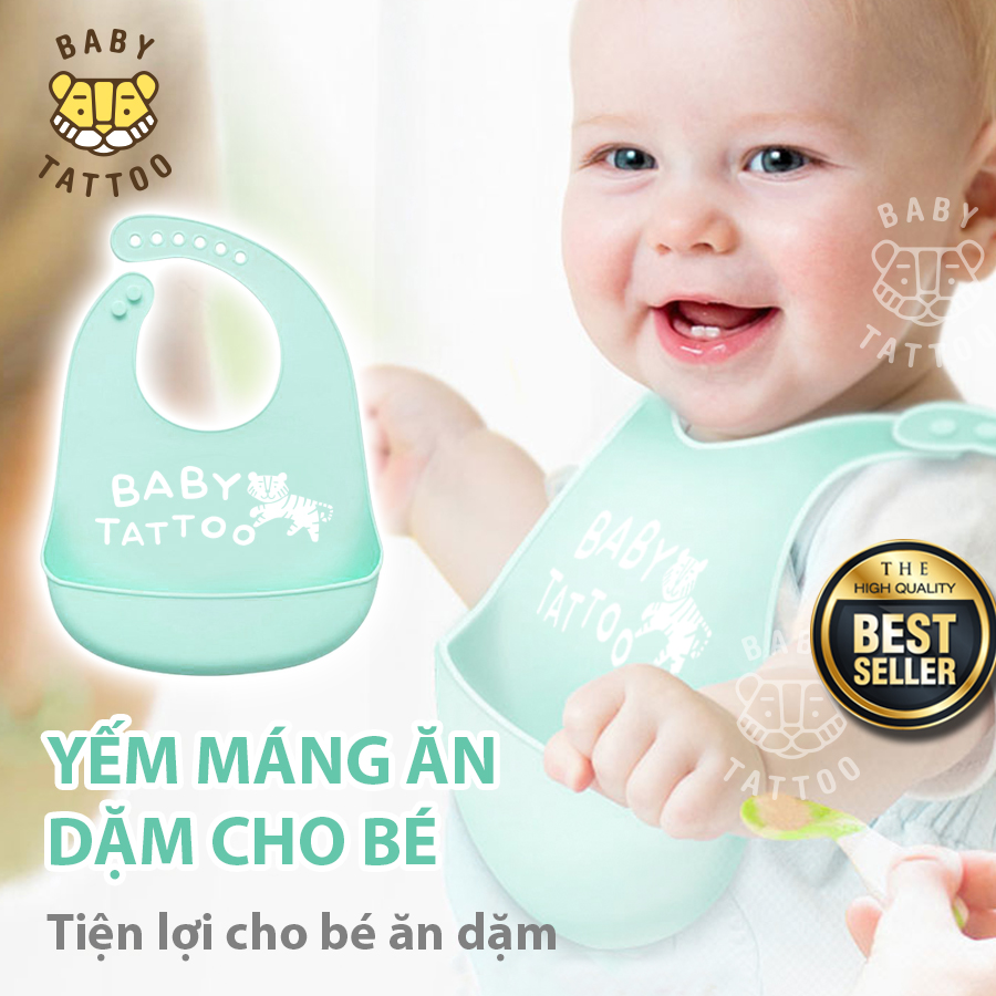 BABY TATTOO Yếm Ăn Dặm Cho Bé Chất liệu Silicone Mềm Mại Cao Cấp Có Máng Hứng Lớn