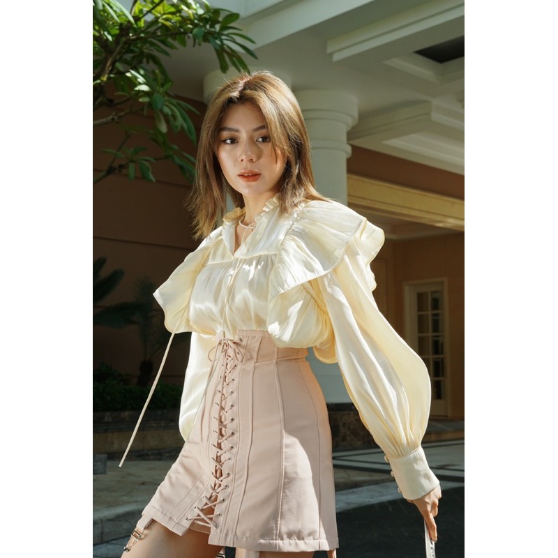 Darling.ism - áo kiểu nữ dài tay phồng pétalo top vải organza