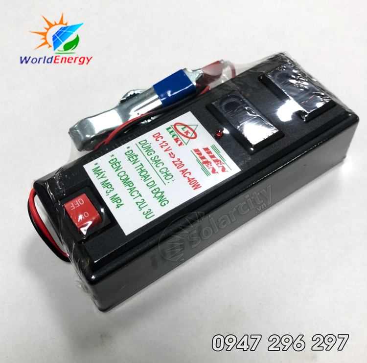 Inverter kích điện 12V lên 220V công suất 40W sạc điện thoại ...