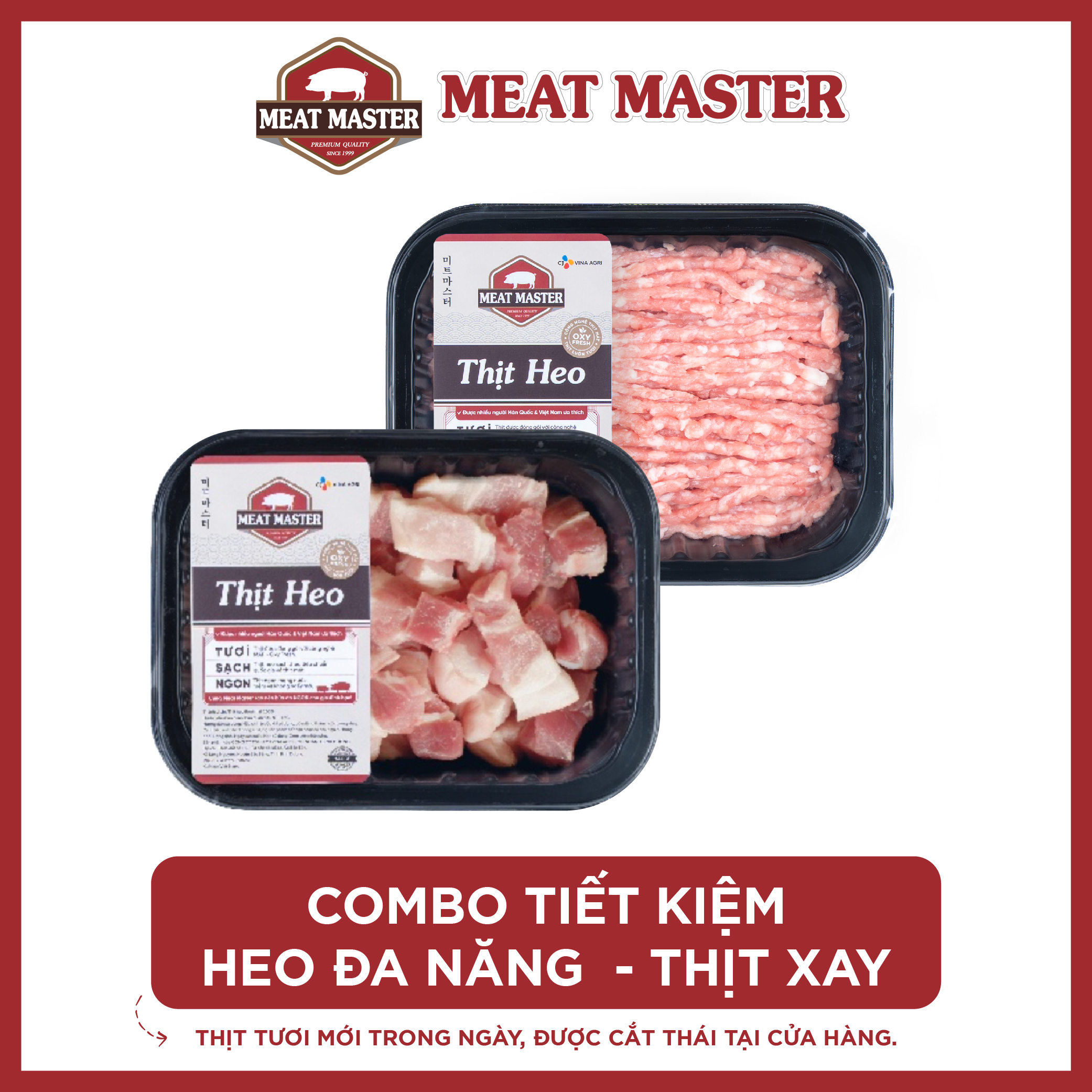 Combo Thịt Heo tiết kiệm Heo đa năng - Thịt xay Meat Master - Thịt mát ngon ngọt thịt, mềm mọng -