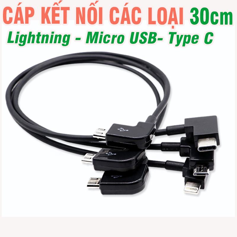  Cáp kết nối flycam dài 30cm các loại cổng Lightning Micro USB Type C dùng cho flycam gimbal osmo pocket action camrea dài 30cm 15cm DJI mini4pro Air3 mini 2 2SE SE Mavic Air2 air 2S osmo pocket 3 NEO Flip 