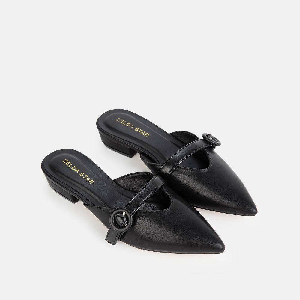 Guốc Nữ Bít Mũi Nhọn Gót Cao 2cm phối quai - GN0340121