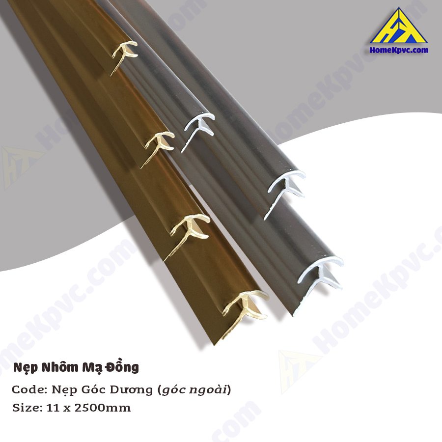 Nẹp nhôm mạ đồng góc trong - góc ngoài dài 2,5m