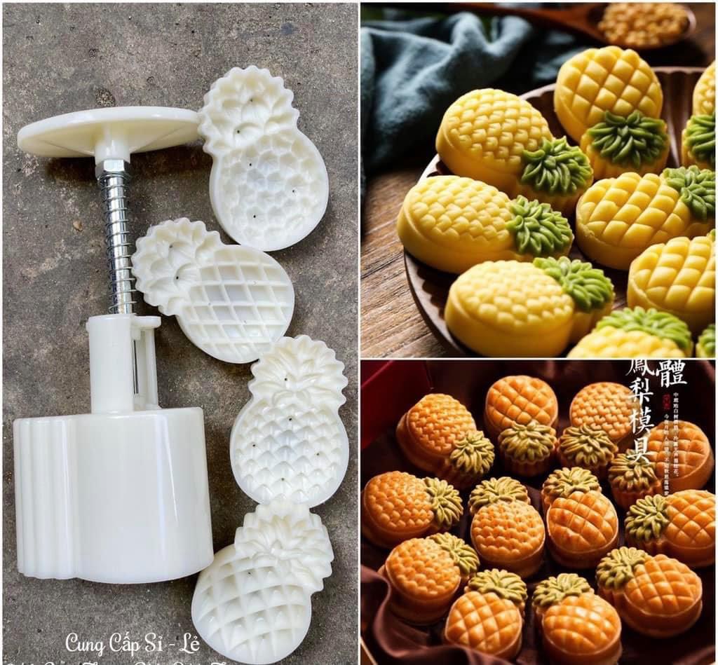 Khuôn trung thu lò xo 4 mặt trái dứa 50-75g