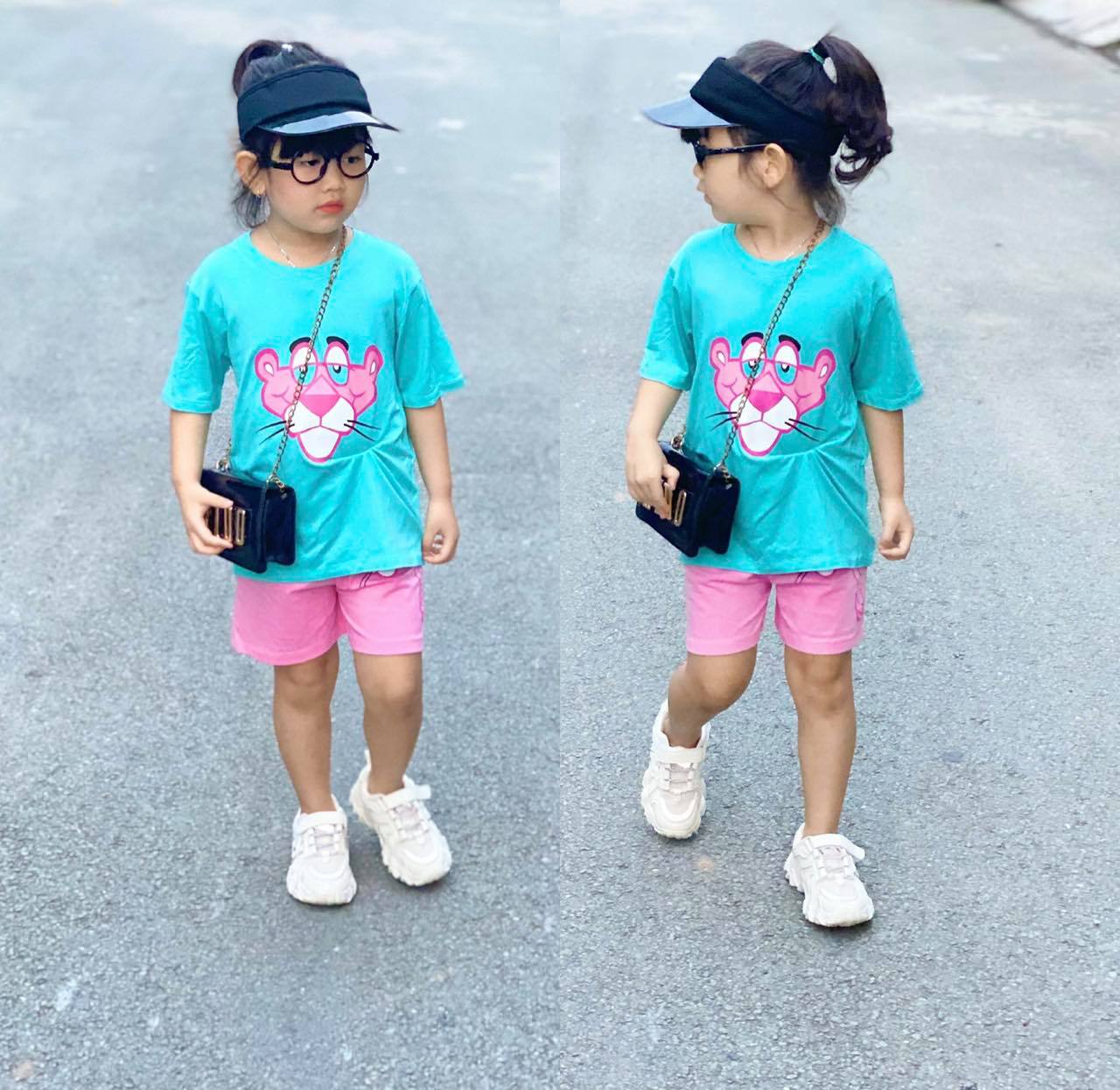 Bộ quần áo cotton năng động, dễ thương cho Bé Gái 9-23kg- Đồ bộ bé gái