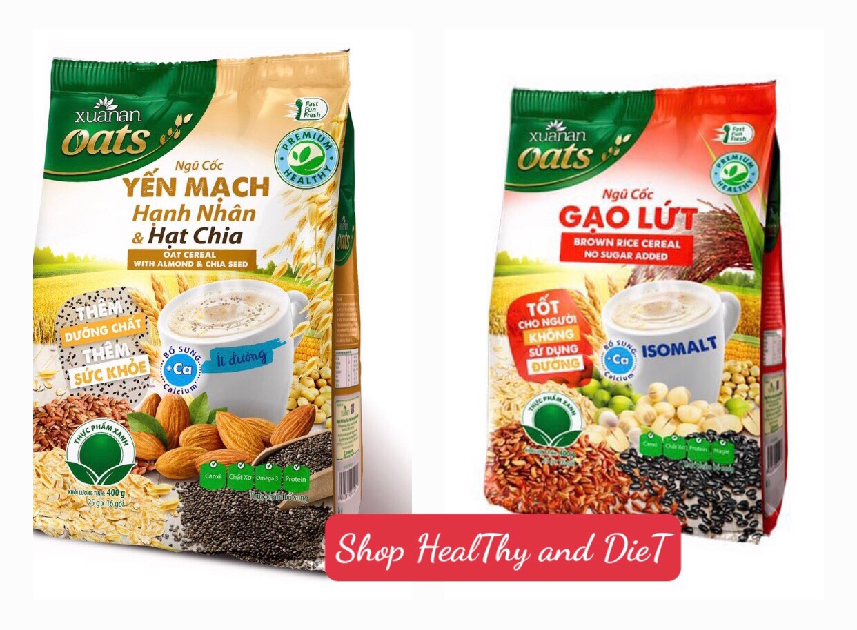 Combo nc hạnh nhân gói 400gr + nc gạo lứt ăn kiêng gói 400gr - tặng 2 gói y.mạch