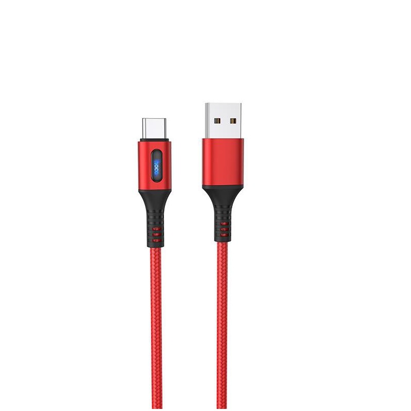 Cáp sạc nhanh và truyền dữ liệu Type C Hoco U79 hỗ trợ sạc nhanh 3Atự ngắt sạc khi đầy pin tích hợp đèn báo ngay chuôi sạc chống gãy gập chiều dài 1.2m