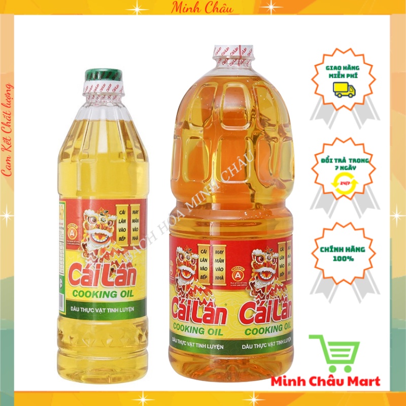 Dầu ăn cái lân/ dầu thực vật tinh luyện cái lân chai 1 lít - 2 lít