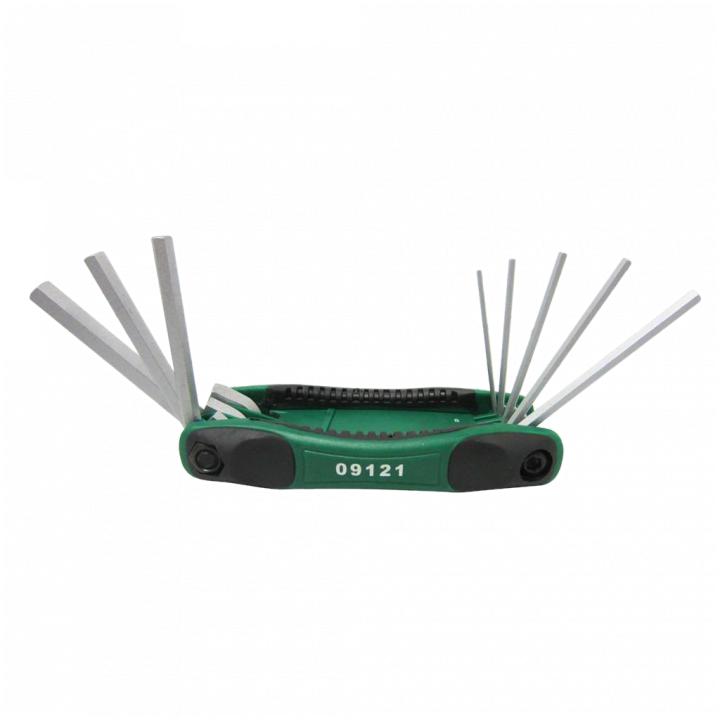 Bộ lục giác gập 8 chi tiết - hệ mét quy cách: 1.5 2 2.5 3 4 5 6 8mm chất liệu: thép crom 09121 sata