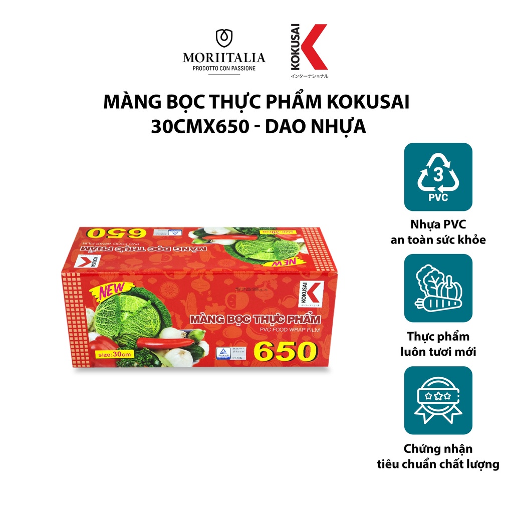 Màng bọc thực phẩm kokusai có dao nhựa moriitalia 30cmx650m mbtp00004534