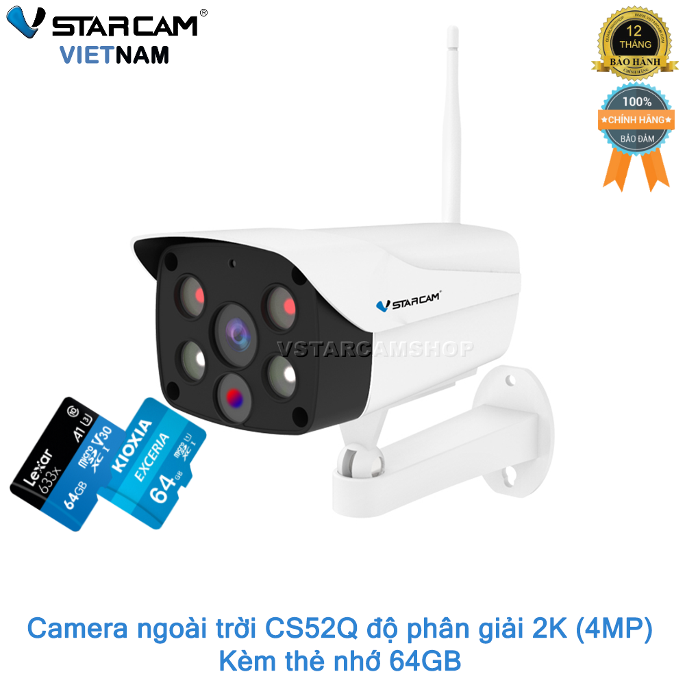 Camera ngoài trời Vstarcam CS52Q Ultra HD 2K quay đêm có màu, bảo hành 12 tháng