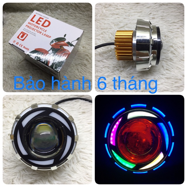 bi cầu led 7 màu cực đẹp với chế độ pha cos, đèn pha led còn có chế độ sáng độc đáo Demi Vòng Thiên Thần và Mắt Quỷ B144 BẢO HÀNH 6 THÁNG