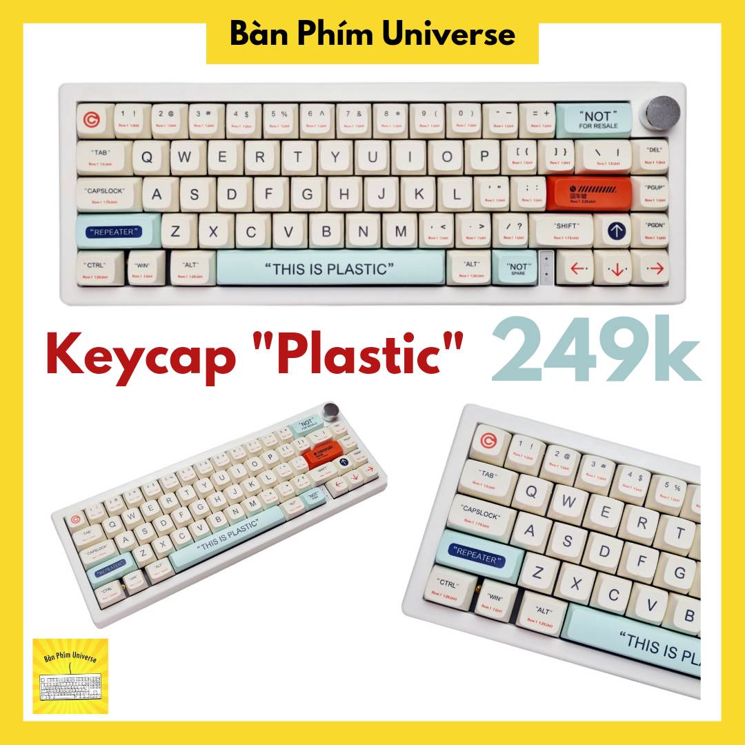 Keycap "This Is Plastic" Siêu Rẻ, Nhựa Pbt In Dyesub, 125 Nút Bàn Phím Cơ, Xda Profile | Màu Kem, Cam, Xanh