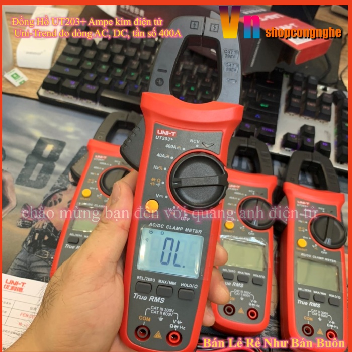 Đồng hồ ut203+ ampe kìm điện tử uni-trend đo dòng ac, dc, tần số 400a