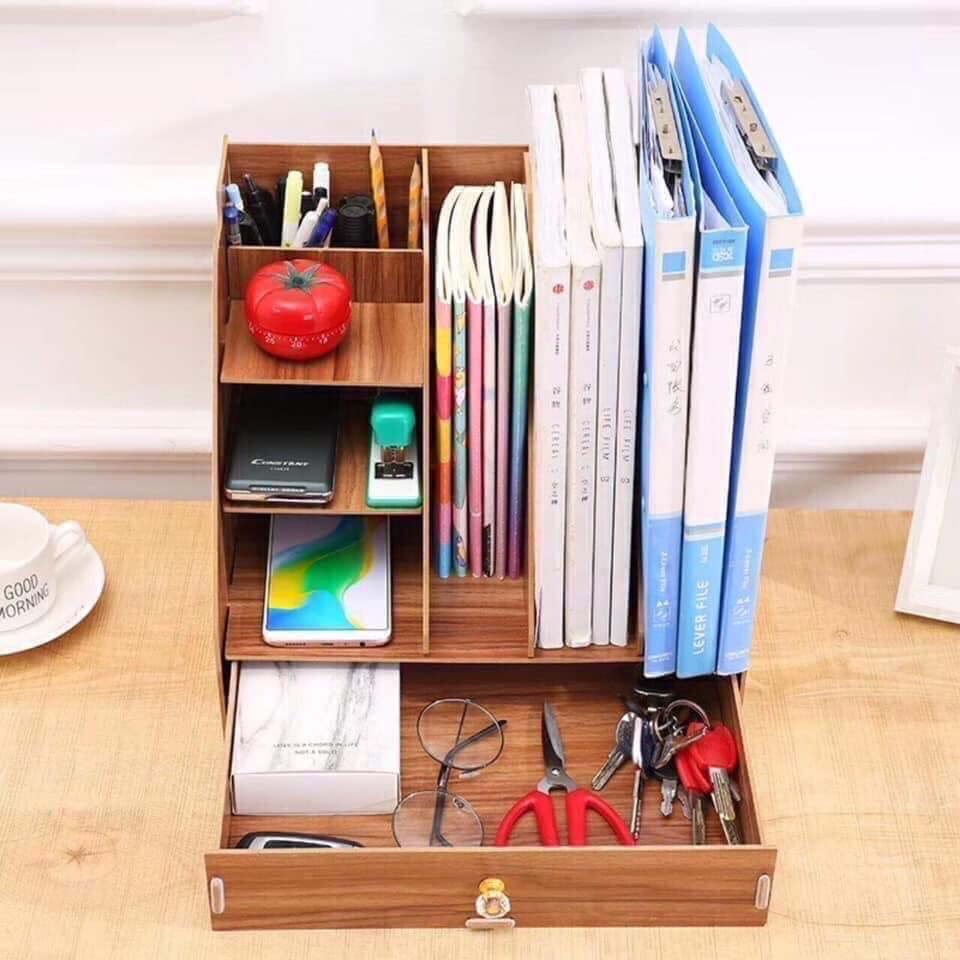 Kệ sách gỗ mini để bàn, Kệ nhỏ gọn, kệ gỗ đa năng để đồ văn phòng