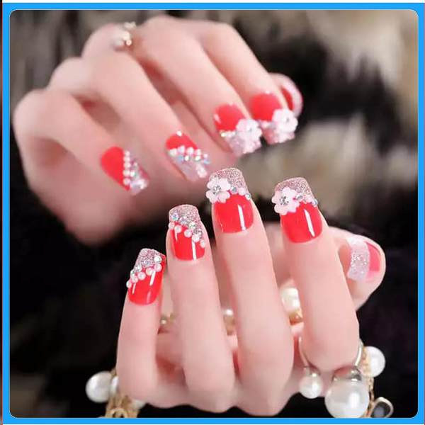 Hộp 24 Móng tay giả , nail giả , móng giả A35 ( tặng keo dán móng )