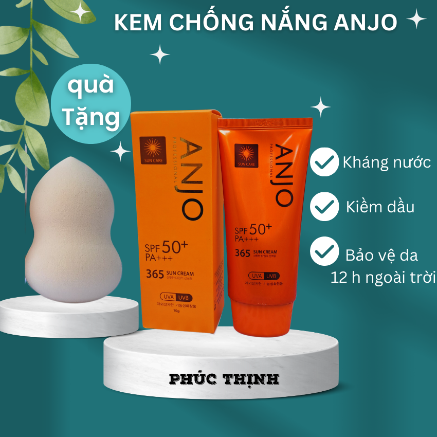 Mua 01 kem chống nắng anjo hàn quốc tặng 01 bông phấn hồ lô