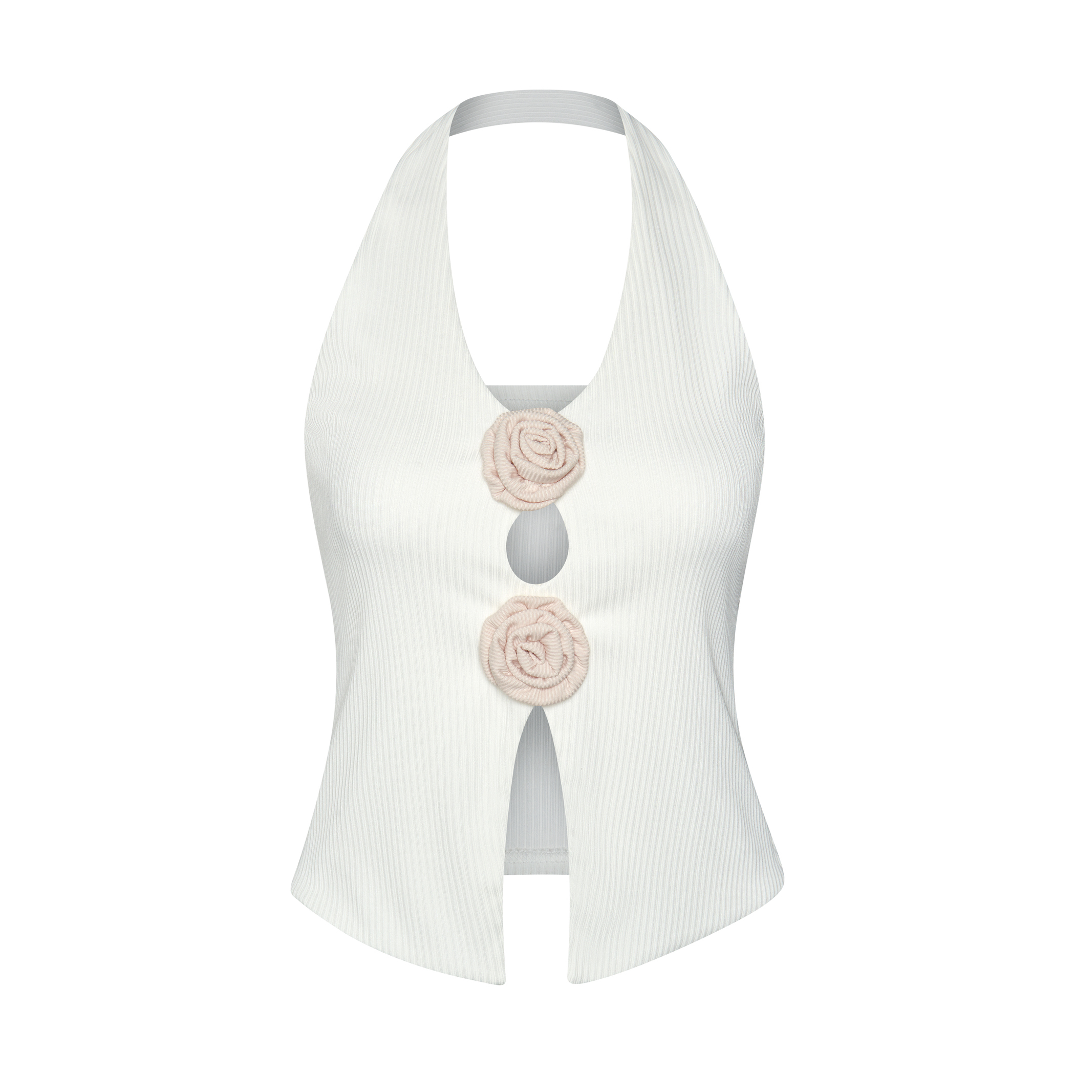 Áo thun croptop SheByShj cổ yếm cut out đính hoa - Amber Top
