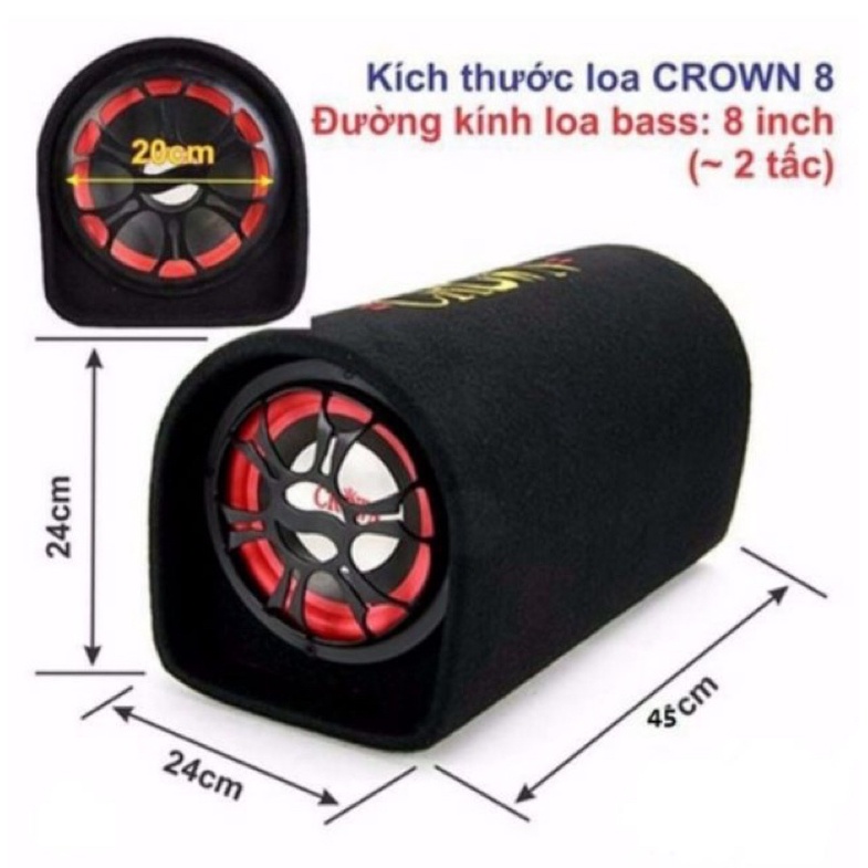 Loa bluetooth sub crown 8 tròn dùng nguồn 12v/ 24 v/ 220 v