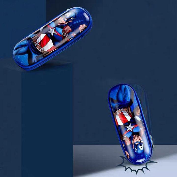 Hộp Bút Học Sinh Hình Siêu Nhân, Hình Người Nhện (Mầu Xanh Da Trời )