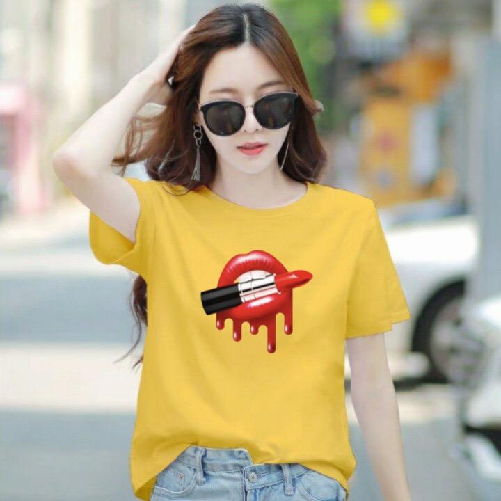 [HCM]Áo thun nữ cổ tròn thun cotton 4 chiều form rộng MXM in hình đôi môi từ 40-60kg ( ANU054 )