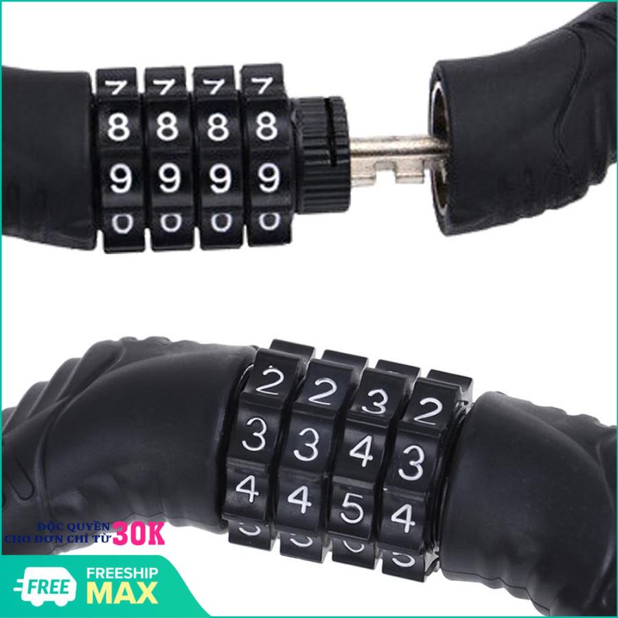 Khóa dây - Khóa dây xe đạp - Khóa dây 4 số - Khóa chống trộm thép