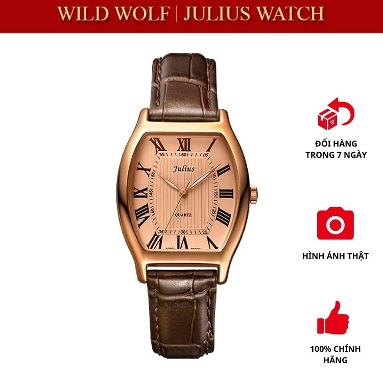 Đồng hồ nữ julius hàn quốc ja-703 dây da mặt ovan cổ điển