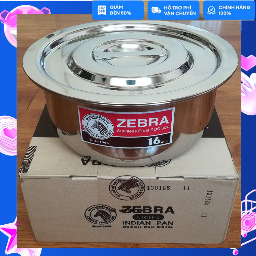 Nồi Thố Inox Có Nắp Zebra Thái Lan Một Đáy Màu Bạc 14cm 16cm 18cm