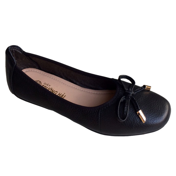Giày búp bê đen da bò cao cấp thbb016791