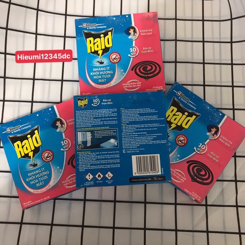 NHANG THƠM DIỆT MUỖI RAID ÍT KHÓI