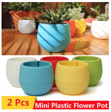 2 cái chậu hoa đầy màu sắc mini tròn cây nhựa hoa chậu vườn văn phòng nhà cửa chậu cây trang trí 7x6.5cm