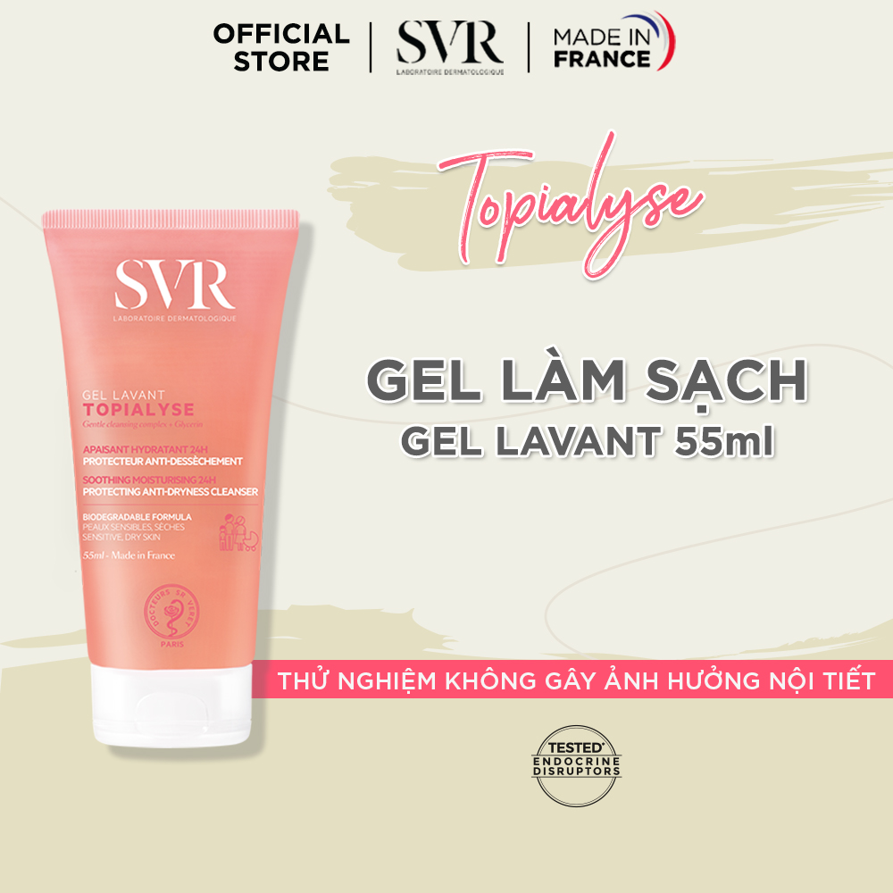 Gel làm sạch không chứa xà phòng cho da khô và nhạy cảm SVR TOPIALYSE Gel Lavant 55ml
